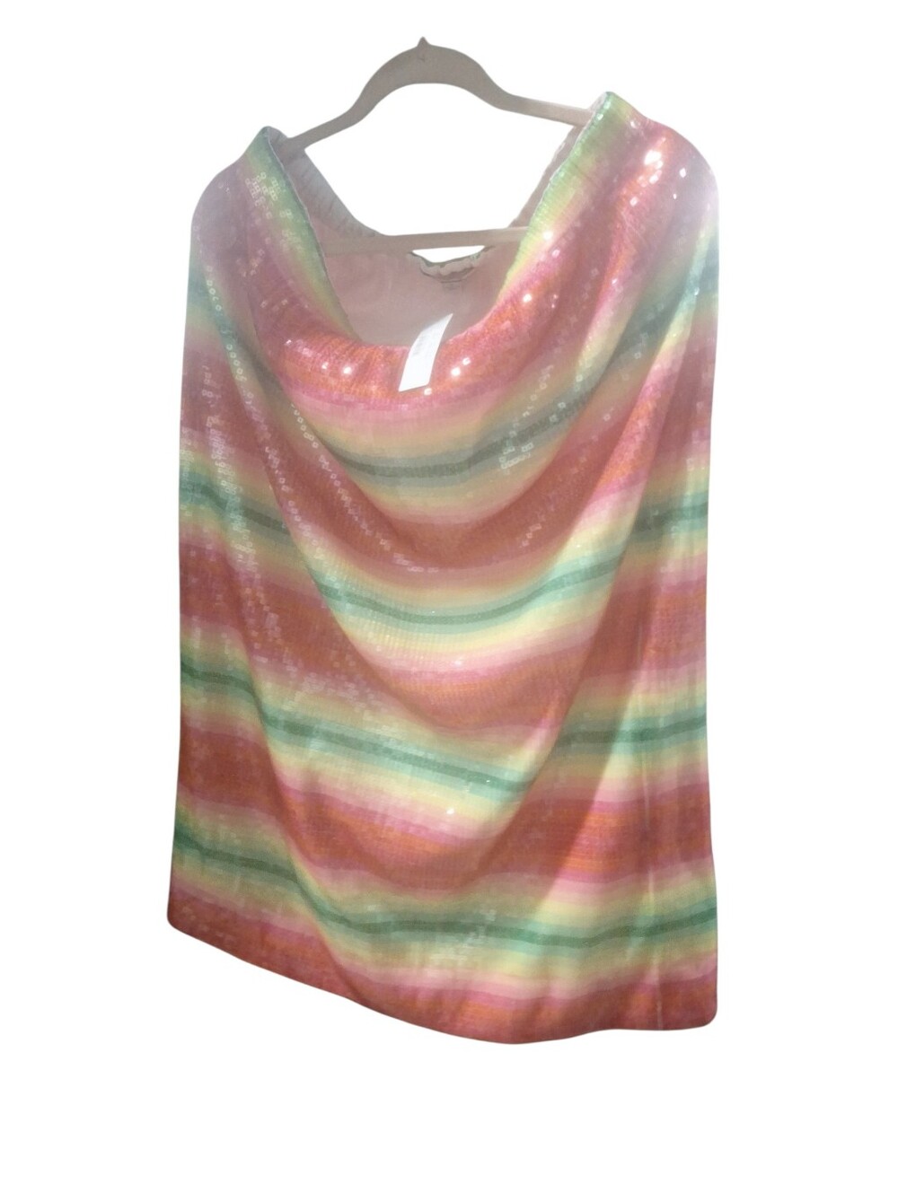 Pastel Rainbow Sequin Stripe Skirt Sz L